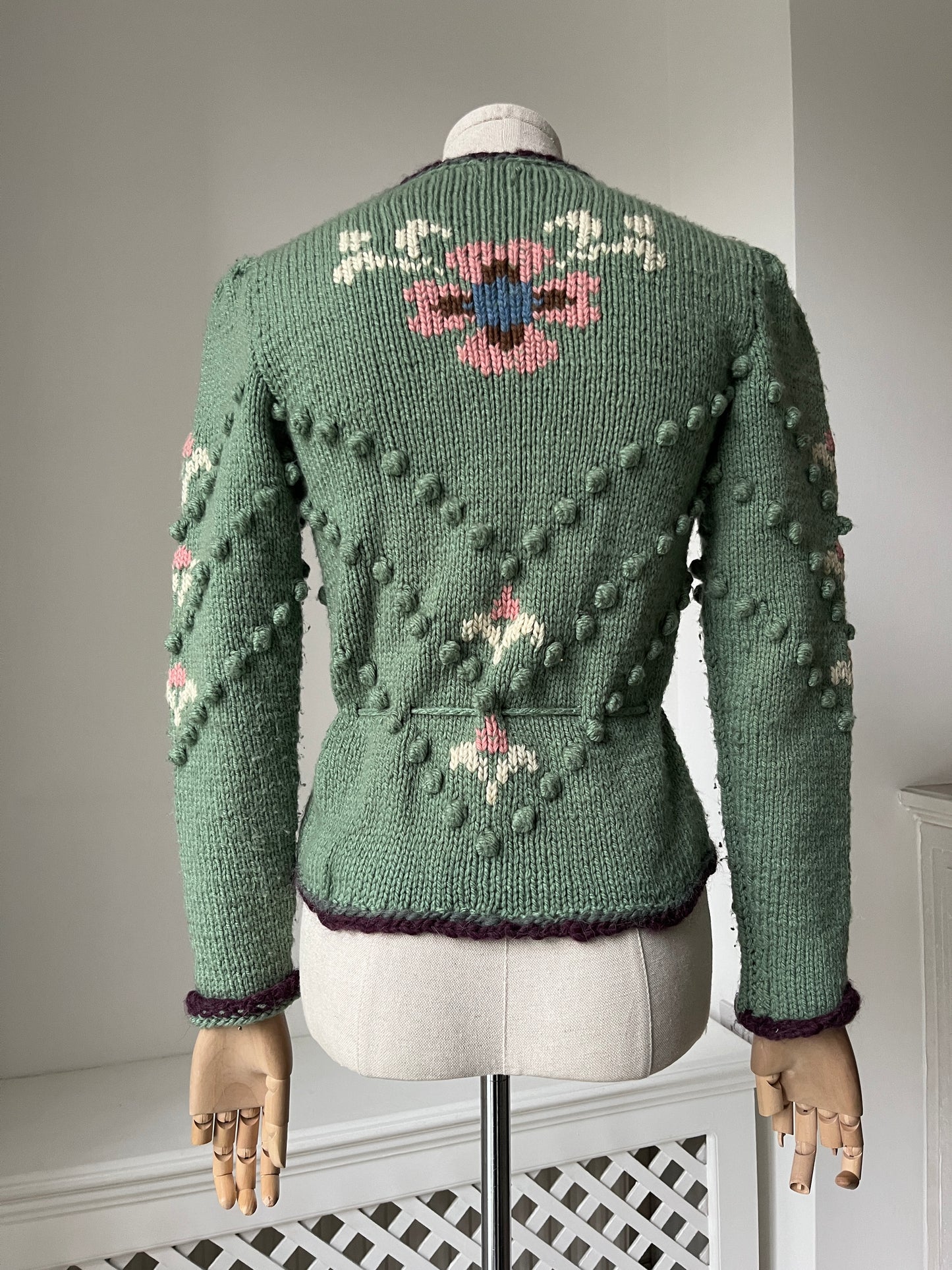 1940s Style Tyrolean Green Cardigan