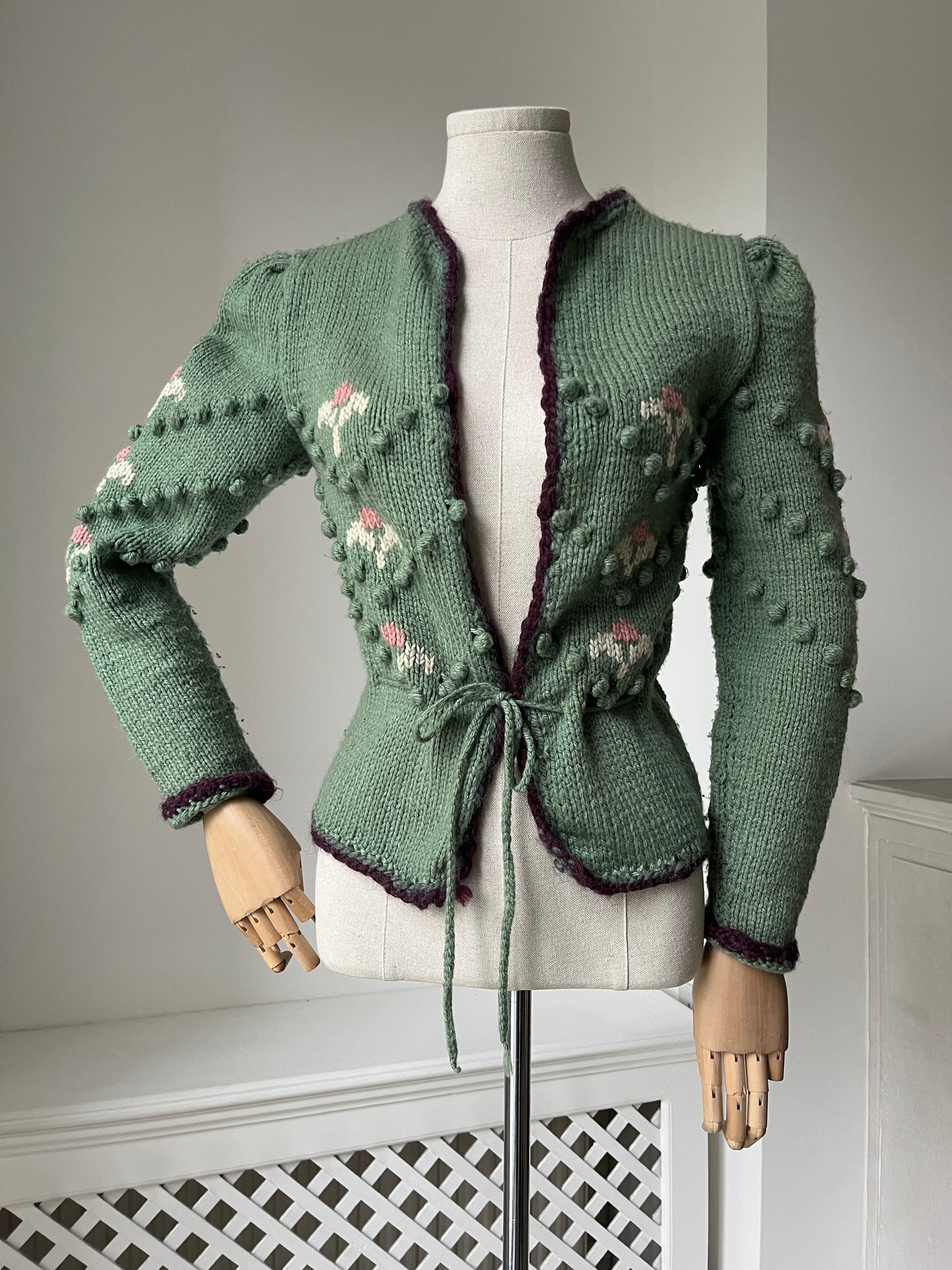 1940s Style Tyrolean Green Cardigan