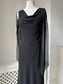 2000s Y2K 'Brunella' Caped Sleeve Bias Slip Dress with Cowl