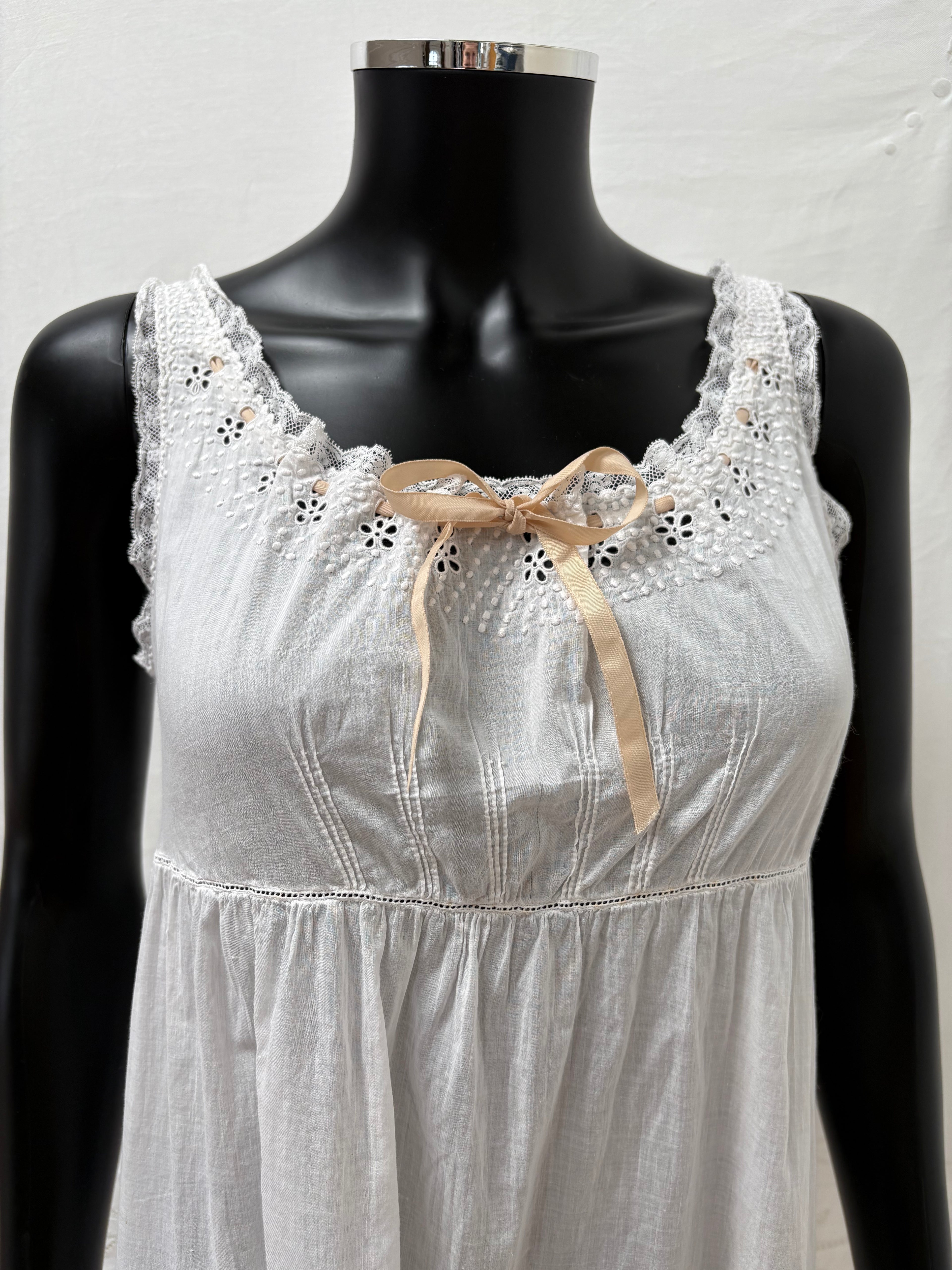 1910s Pure Cotton Dress with Ribbon
