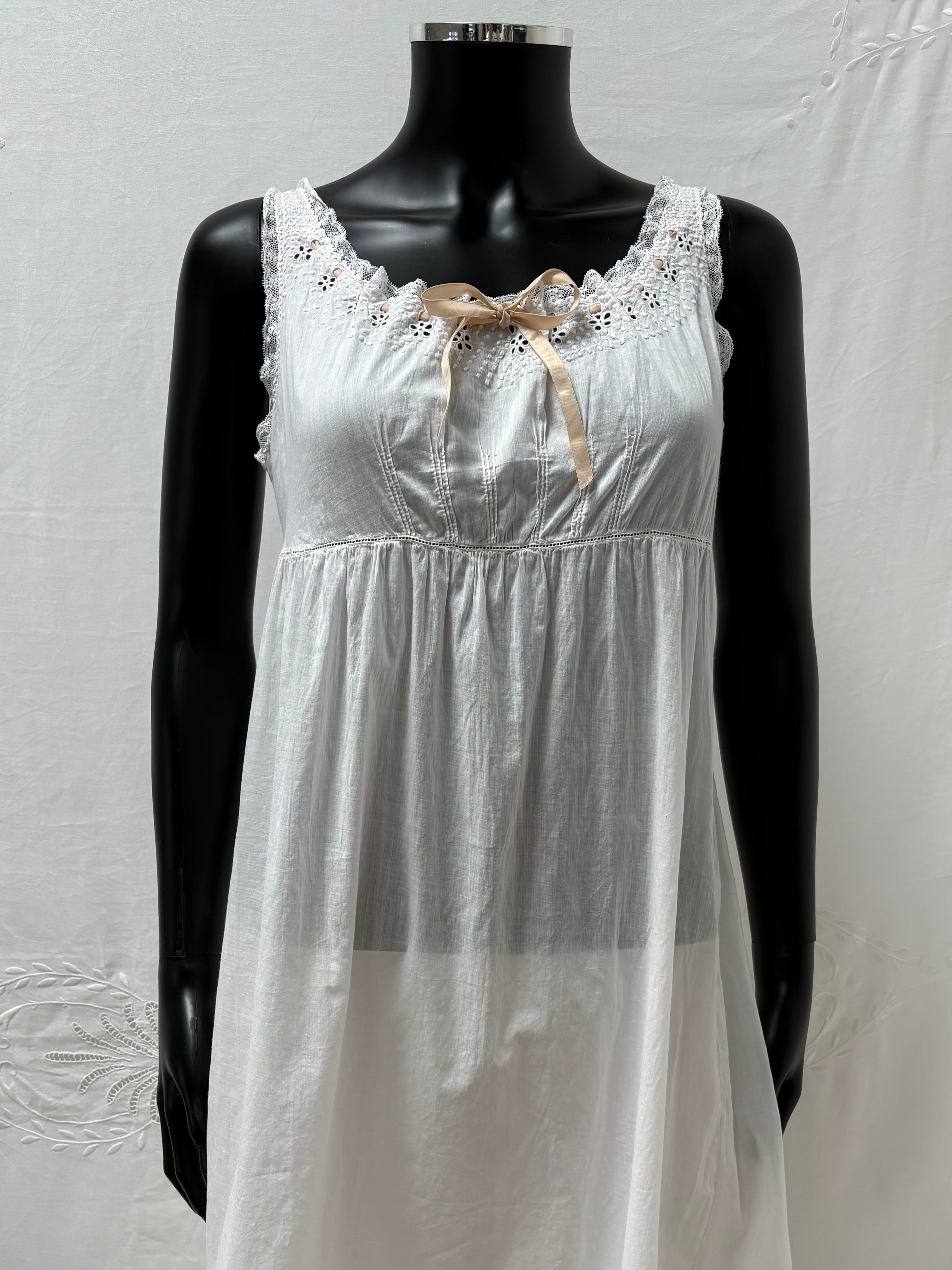 1910s Pure Cotton Dress with Ribbon