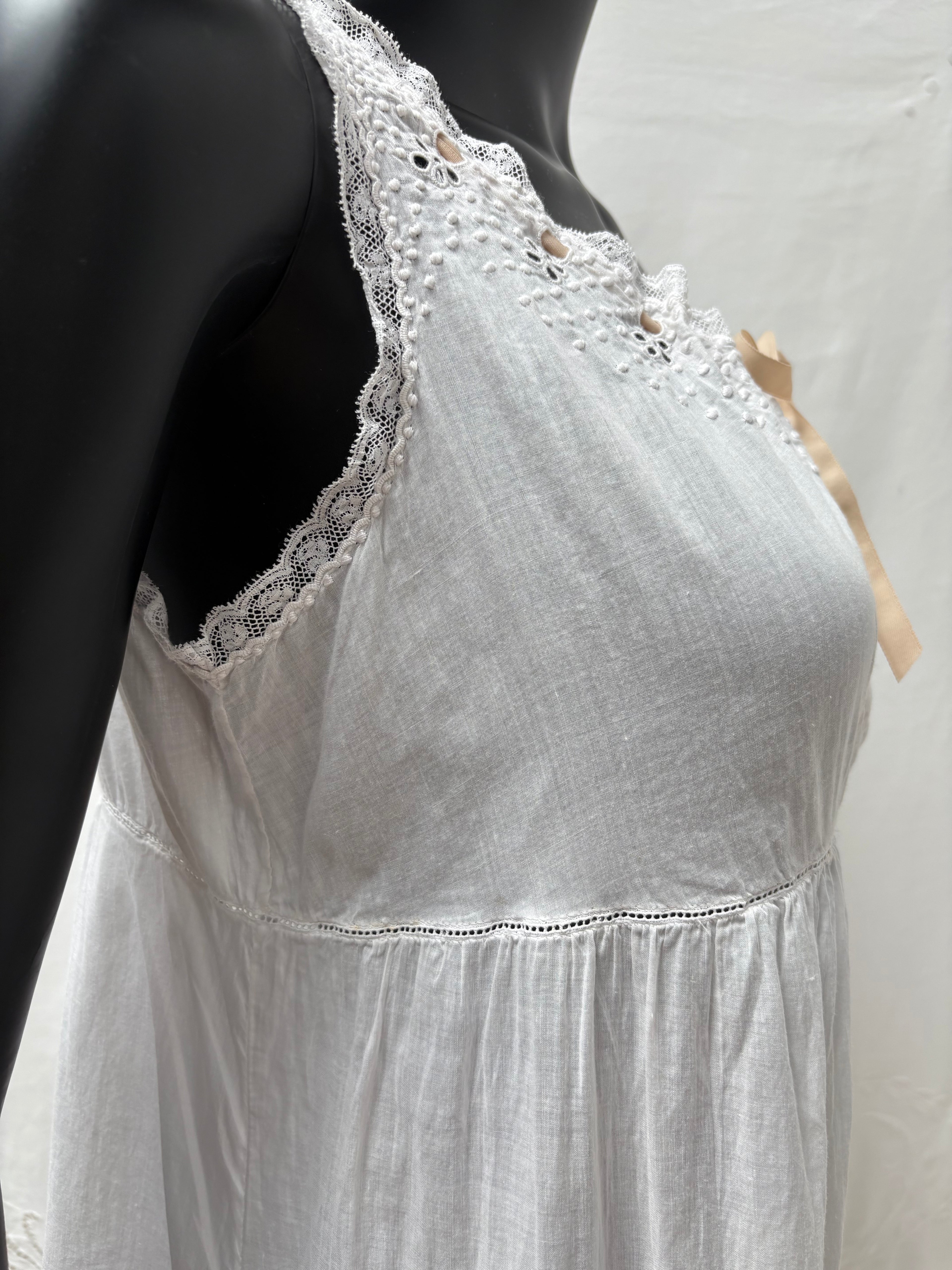 1910s Pure Cotton Dress with Ribbon
