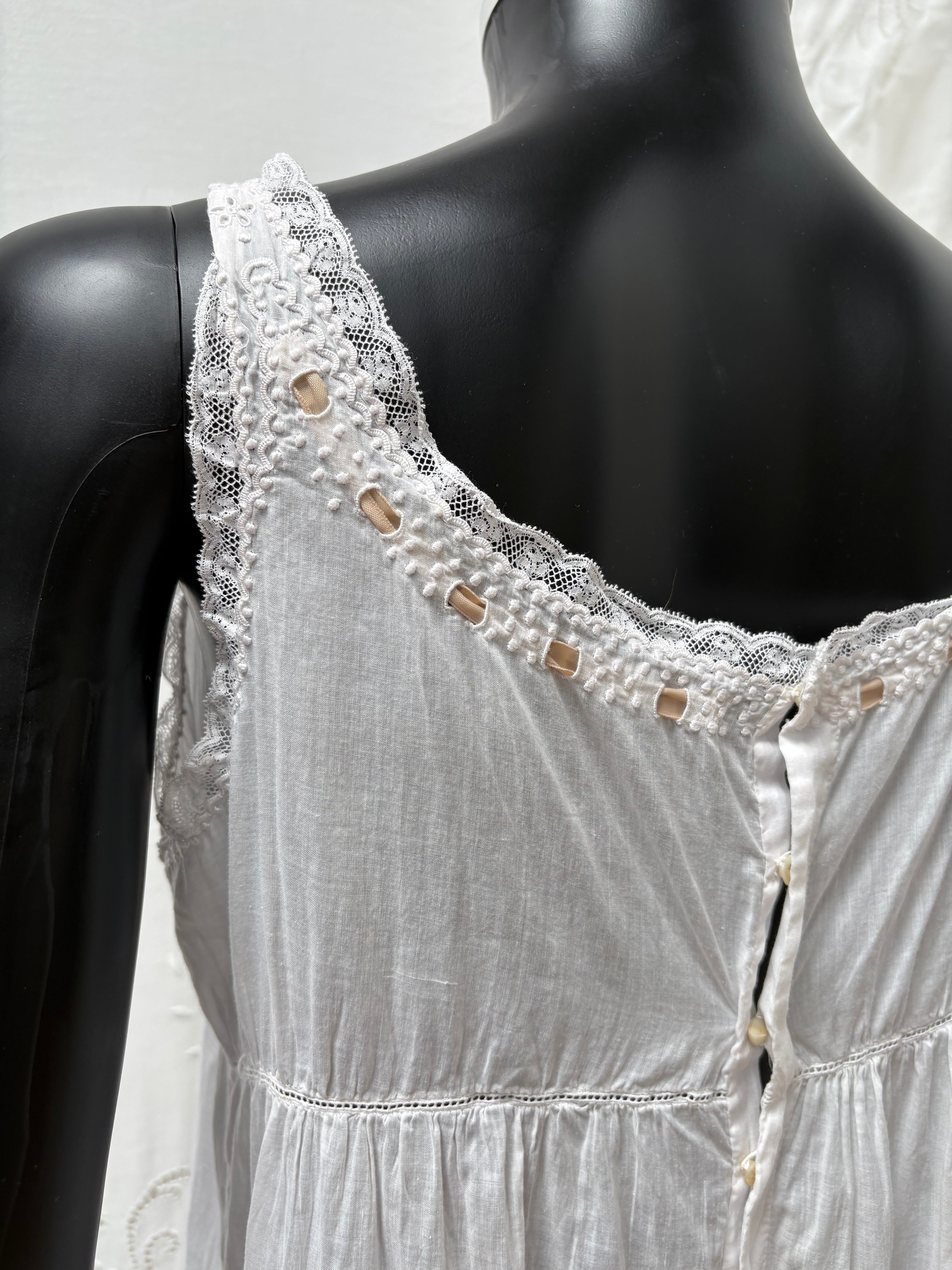 1910s Pure Cotton Dress with Ribbon
