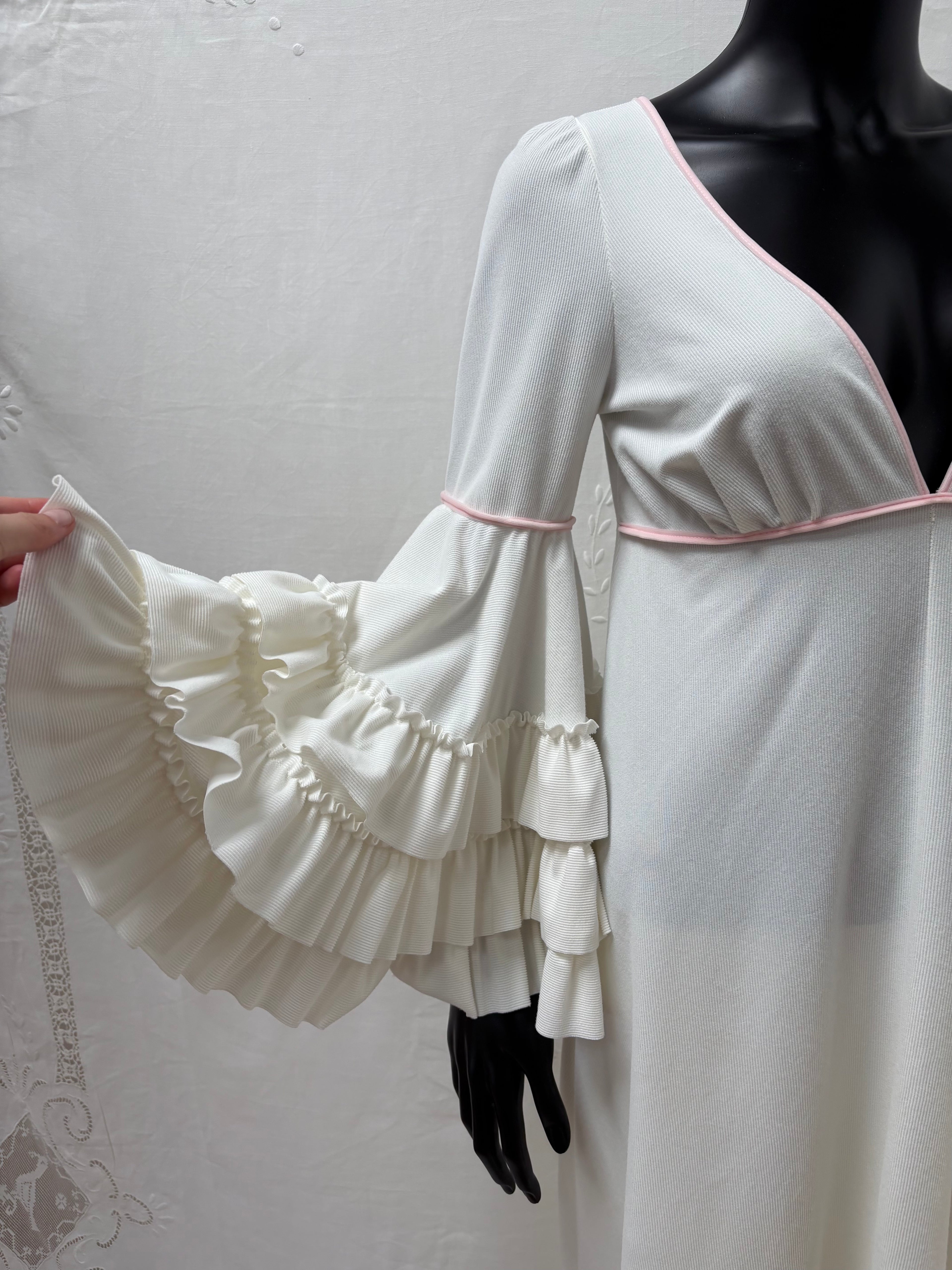 1970s Dress with Ruffle Sleeves