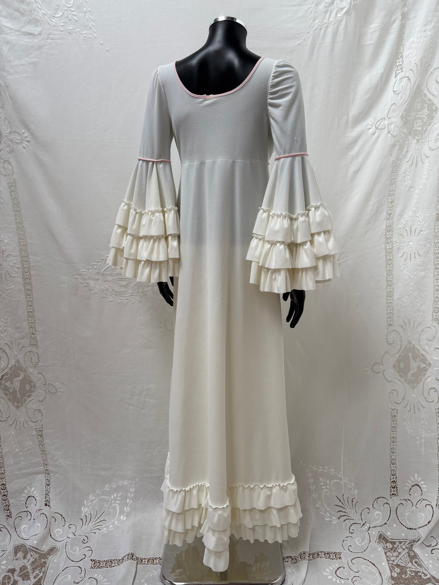 1970s Dress with Ruffle Sleeves
