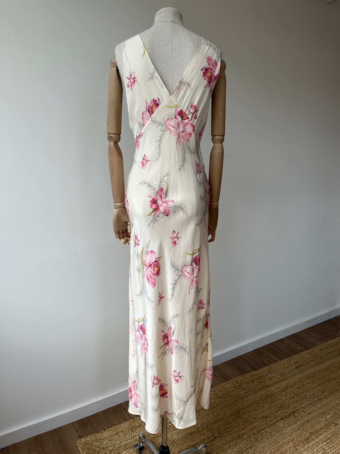 1930s Rare Printed Tropical Flower Print Nightdress Slip