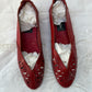 1950s 1960s Red Leather Wedge Shoes