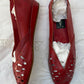 1950s 1960s Red Leather Wedge Shoes