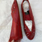 1950s 1960s Red Leather Wedge Shoes