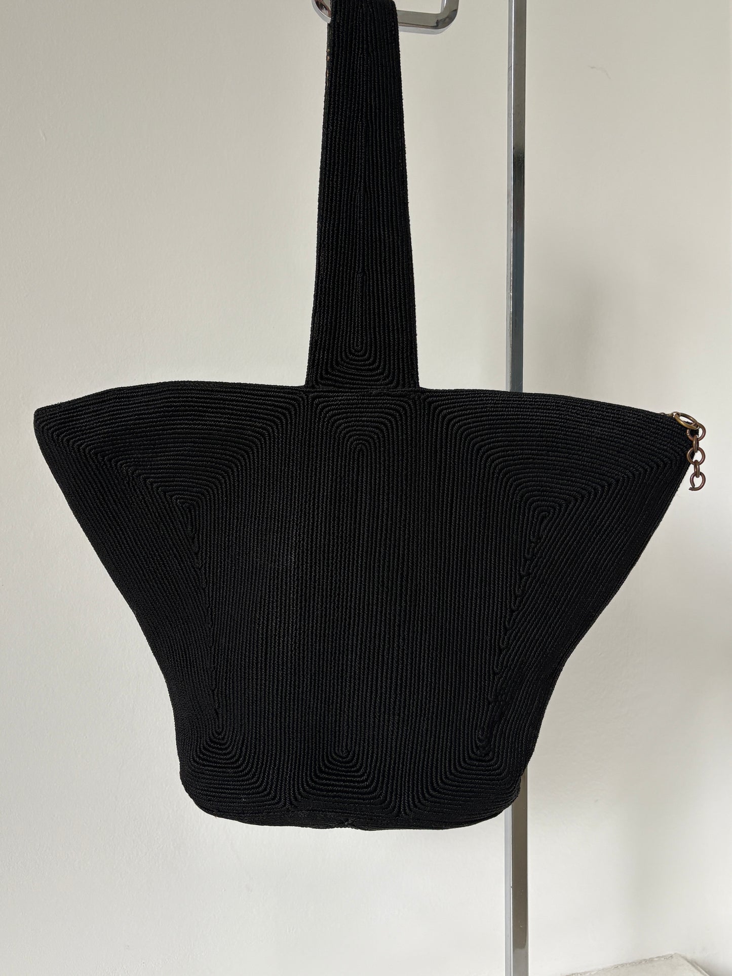 1940s Black Corde Wristlet Bag