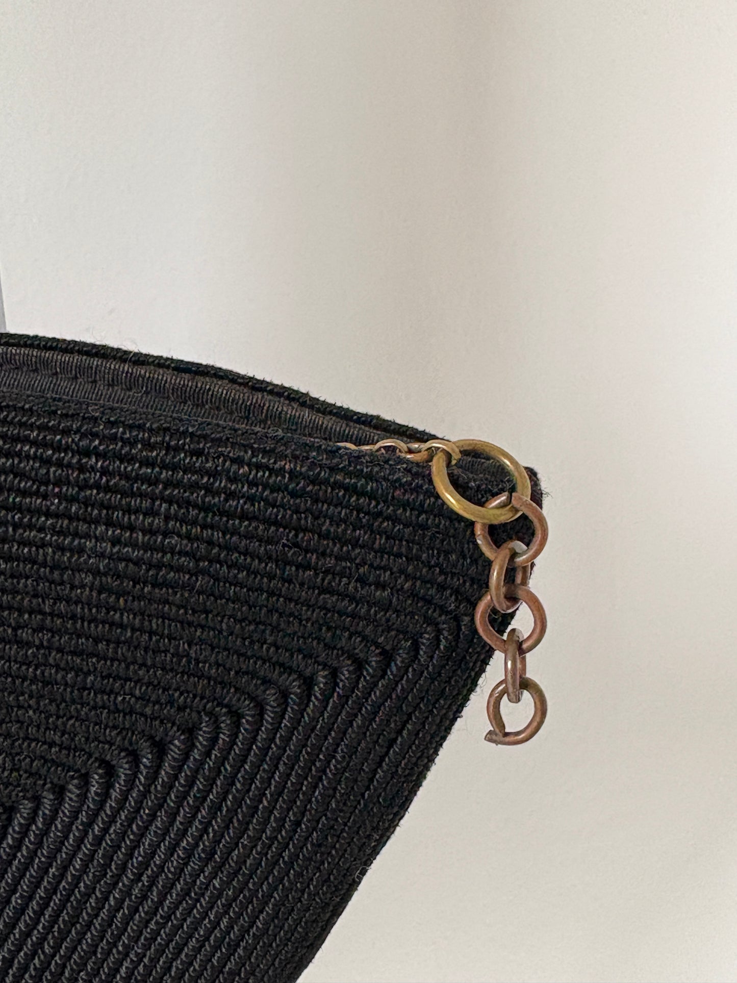 1940s Black Corde Wristlet Bag