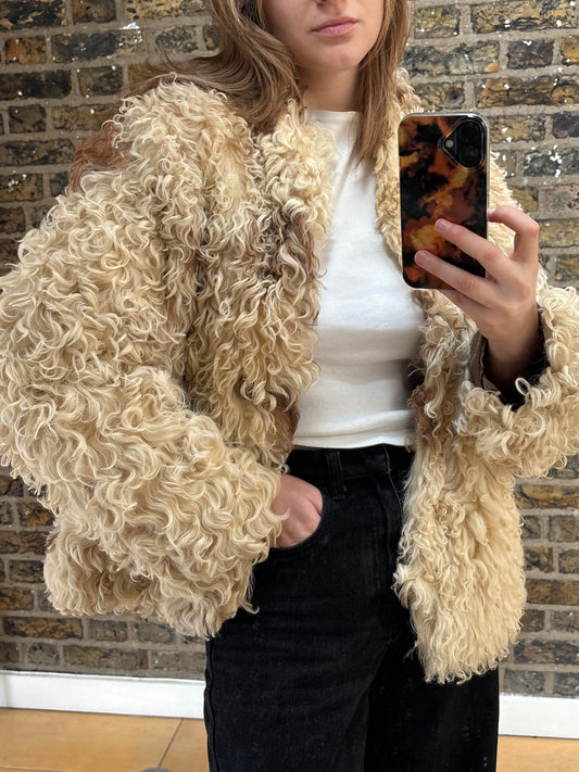 1970s Brown and Cream Sheepskin Coat