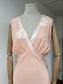 1930s 1940s Pink Rayon Crepe Slip Nightdress with Bows