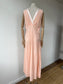 1930s 1940s Pink Rayon Crepe Slip Nightdress with Bows