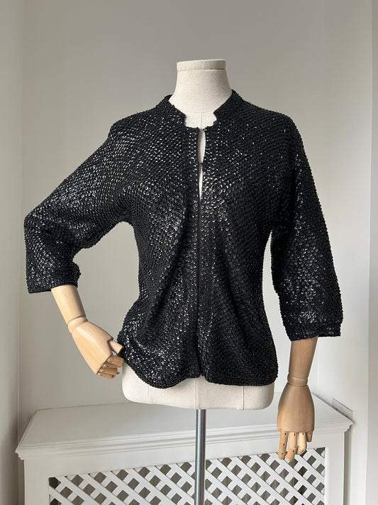 1960s Black Sequin Encrusted Cardigan