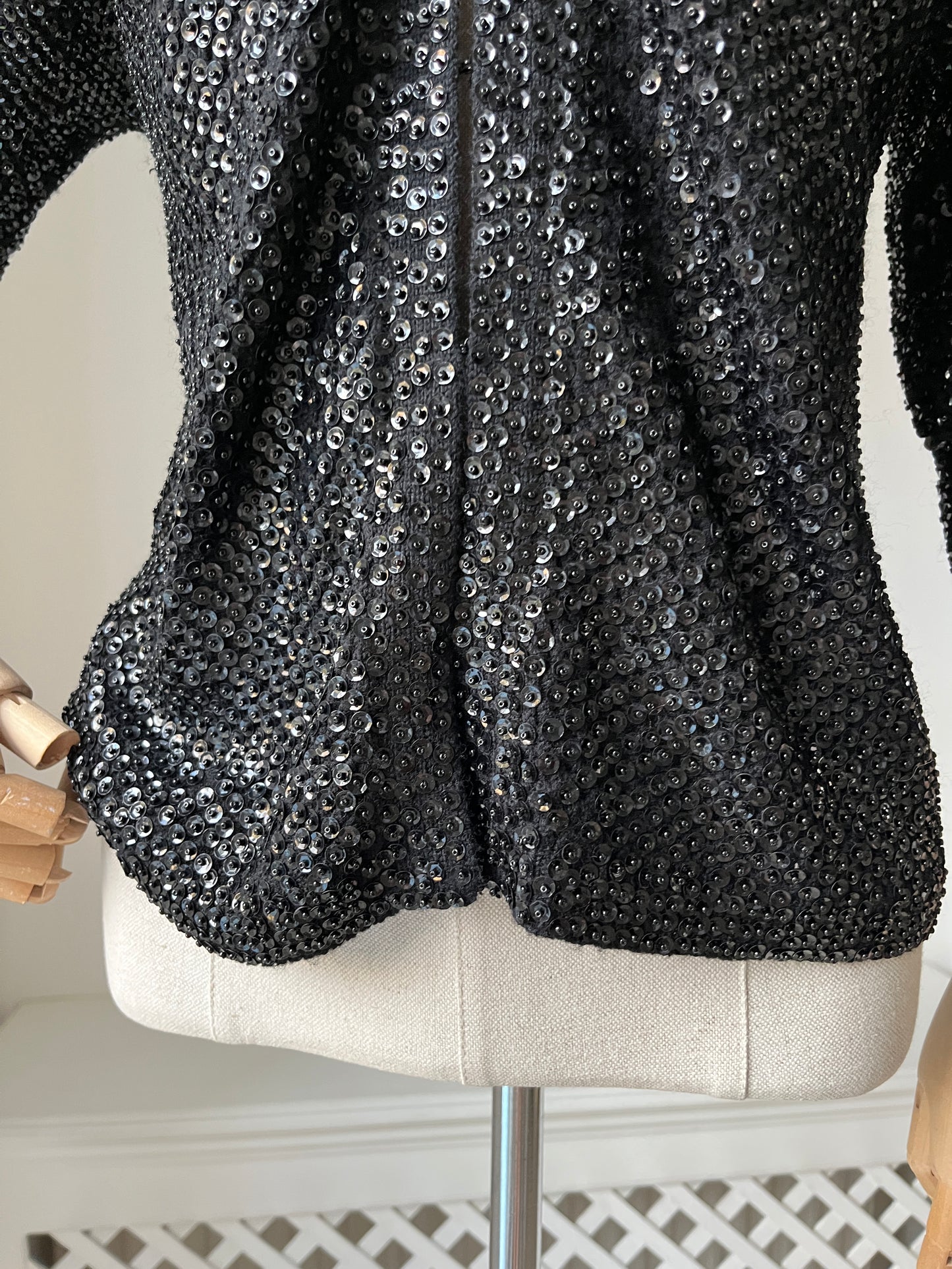 1960s Black Sequin Encrusted Cardigan