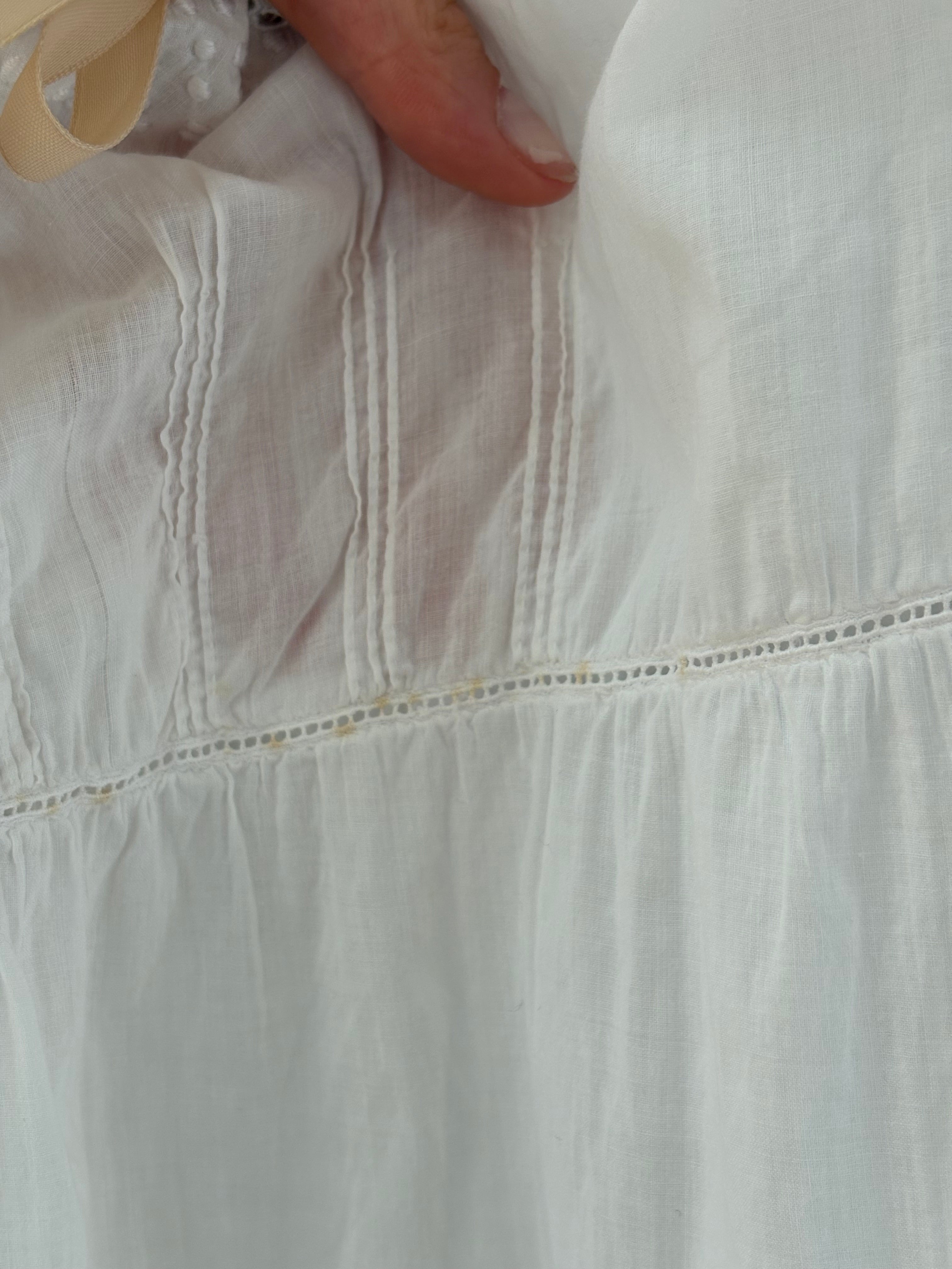 1910s Pure Cotton Dress with Ribbon