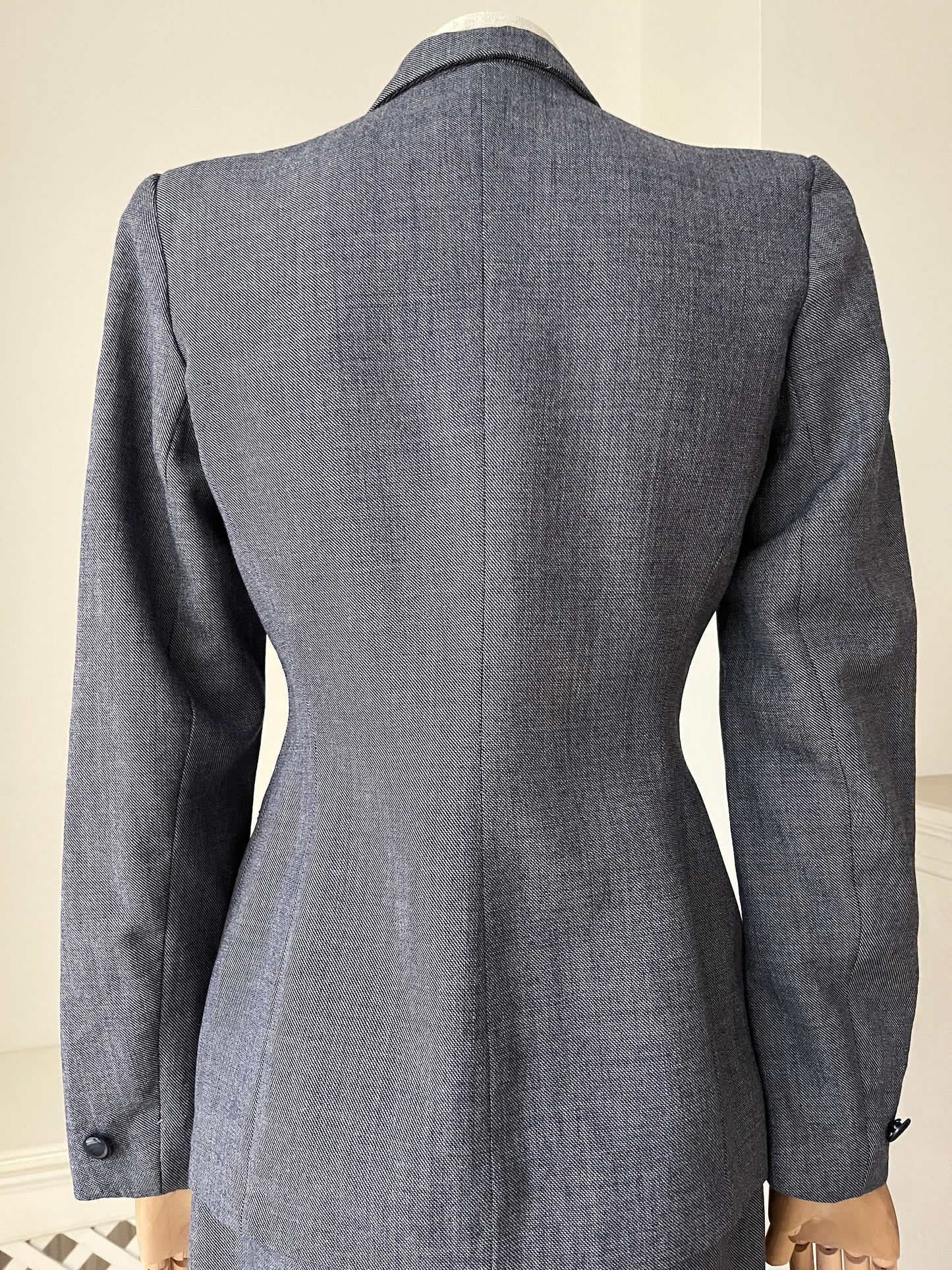 1940s Woven Grey Nipped Waist Skirt Suit