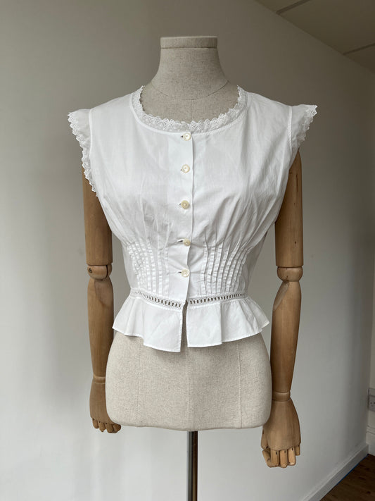 1910s Cotton Corset Cover with Peplum