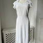1950s 1960s Slub Cotton White Summer Dress