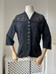 1950s Homemade Black Jacket with Cotton Guipure Lace