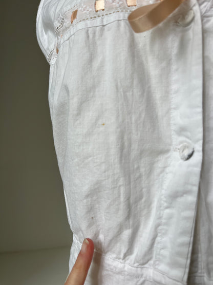 1910s Cotton Corset Cover with Pale Pink Ribbon