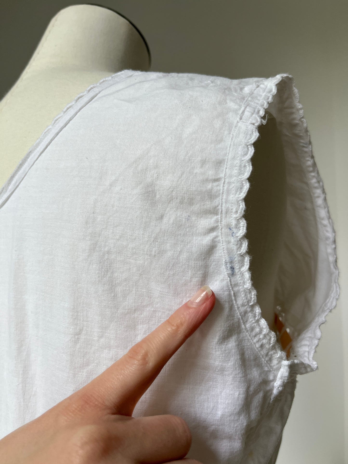 1910s Cotton Corset Cover with Pale Pink Ribbon