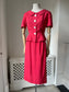 1950s Vibrant Red Slub Silk Suit with Mother of Pearl Buttons