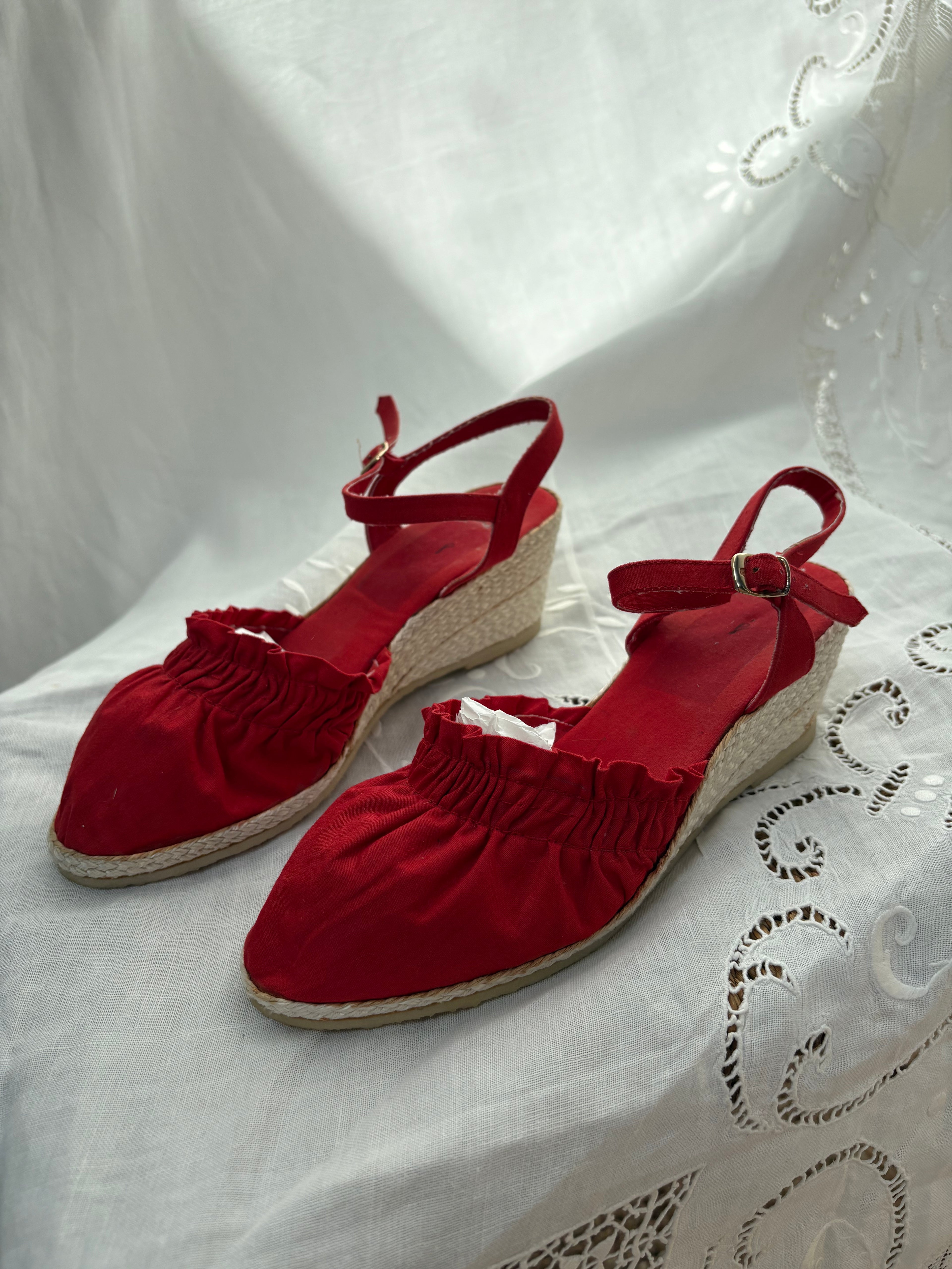 1970s Red Espadrille Shoes