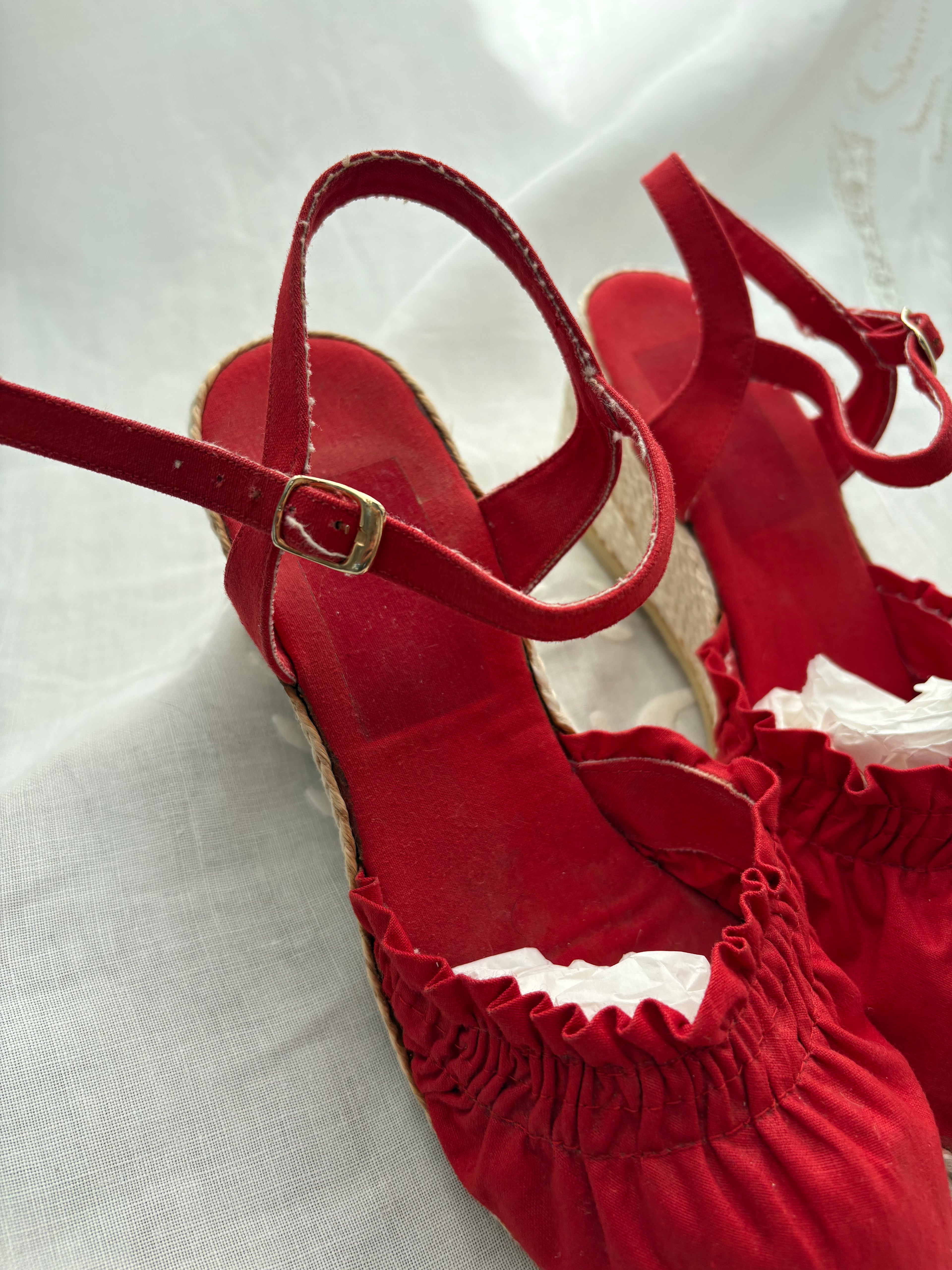 1970s Red Espadrille Shoes