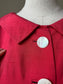 1950s Vibrant Red Slub Silk Suit with Mother of Pearl Buttons