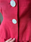 1950s Vibrant Red Slub Silk Suit with Mother of Pearl Buttons