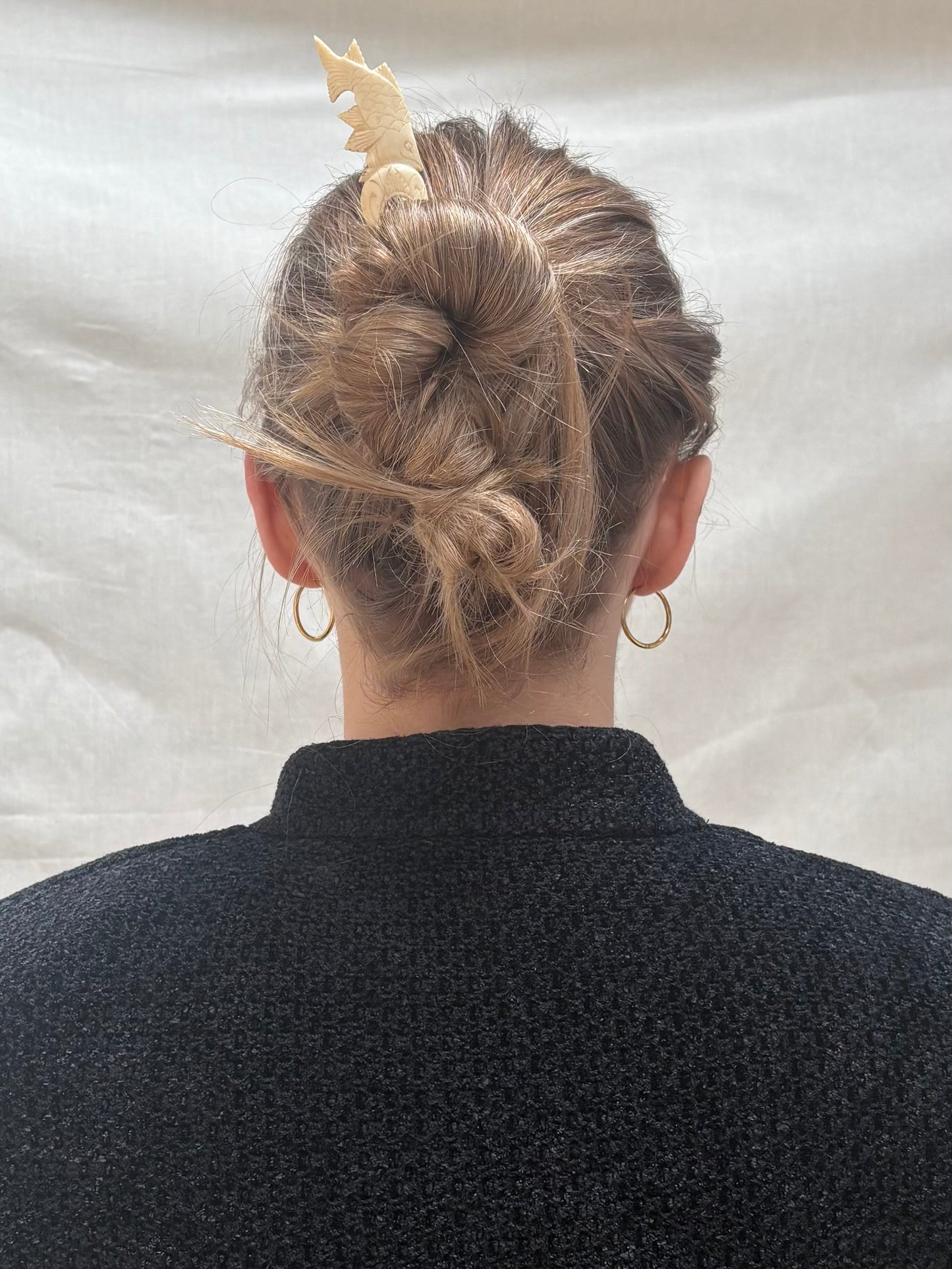 Vintage Carved Bone Hair Pin