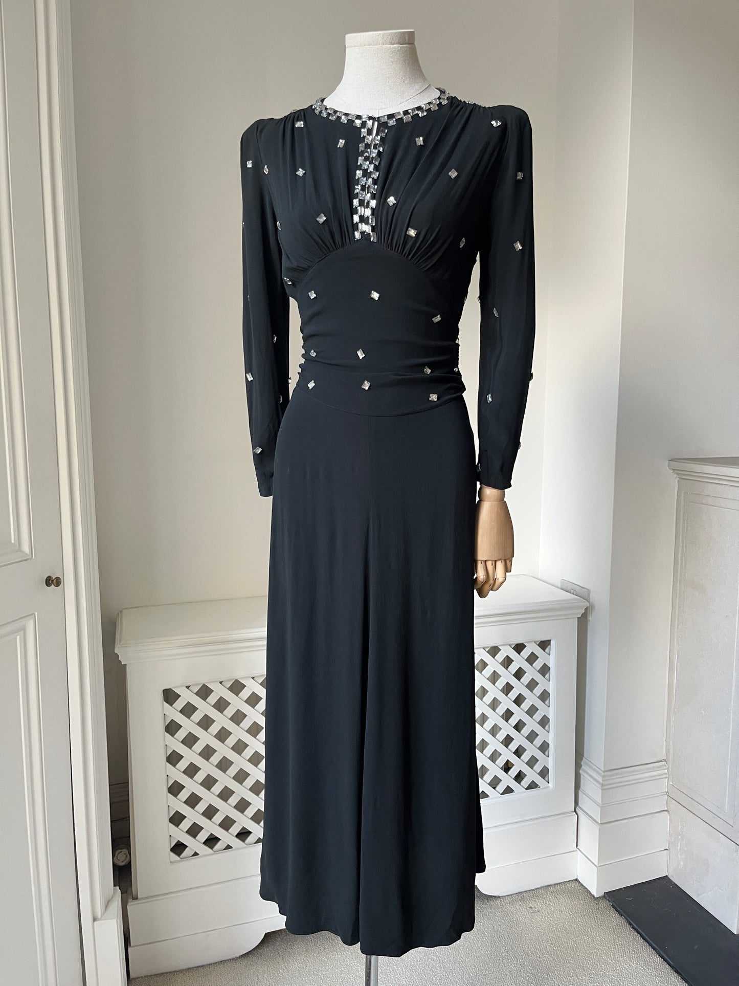 1940s 'Susan Small' Black Evening Dress with gems