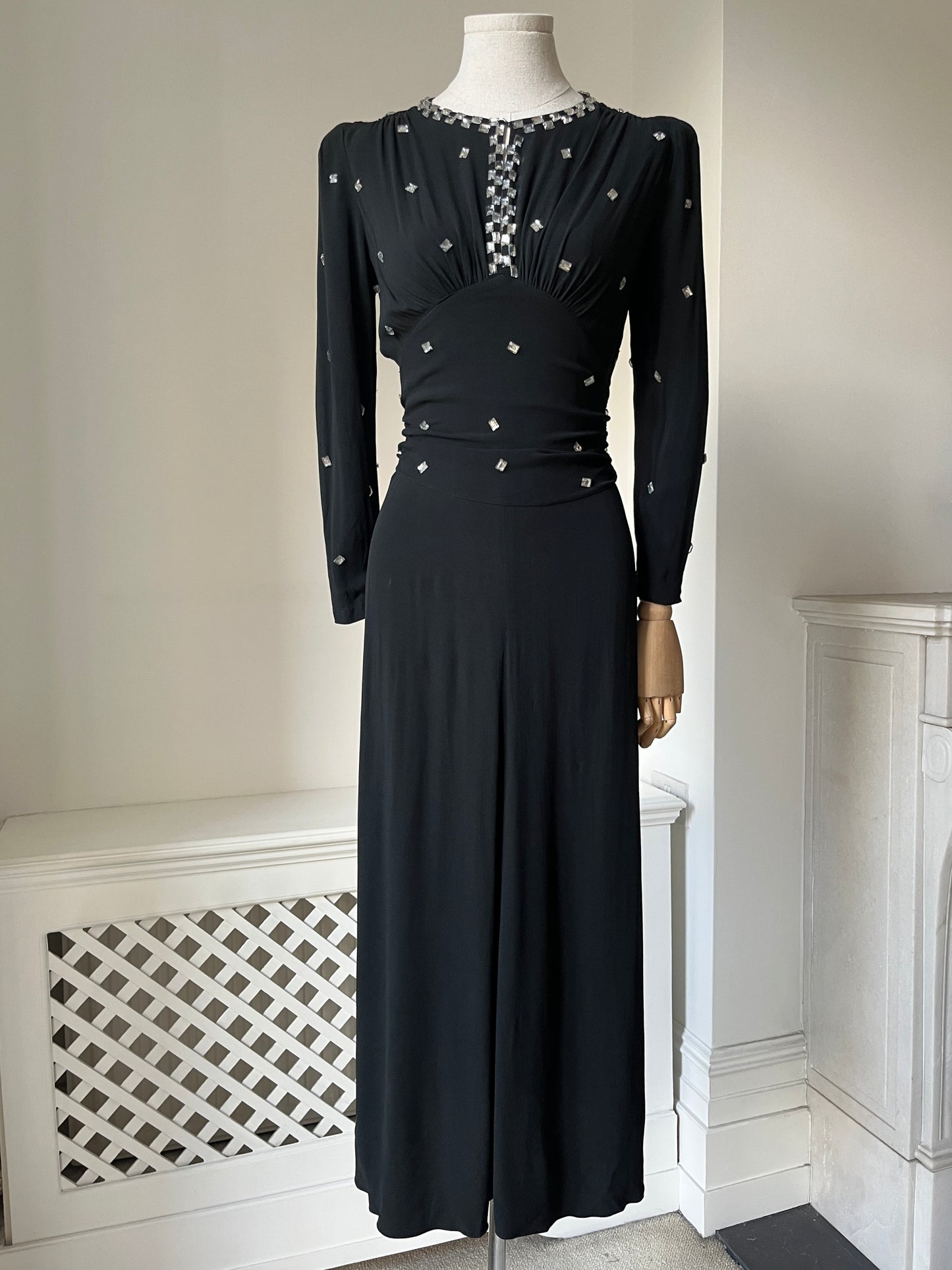 1940s 'Susan Small' Black Evening Dress with gems