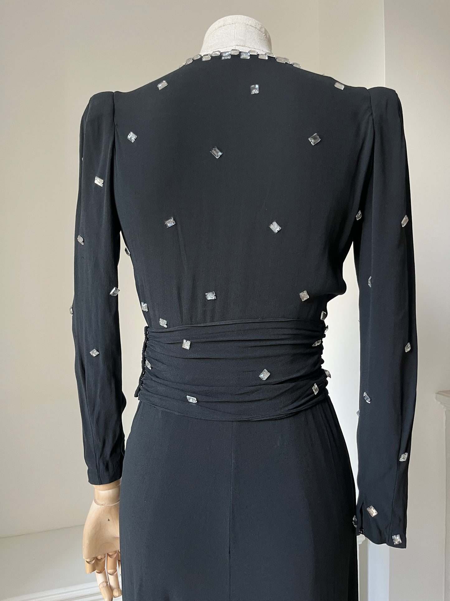 1940s 'Susan Small' Black Evening Dress with gems