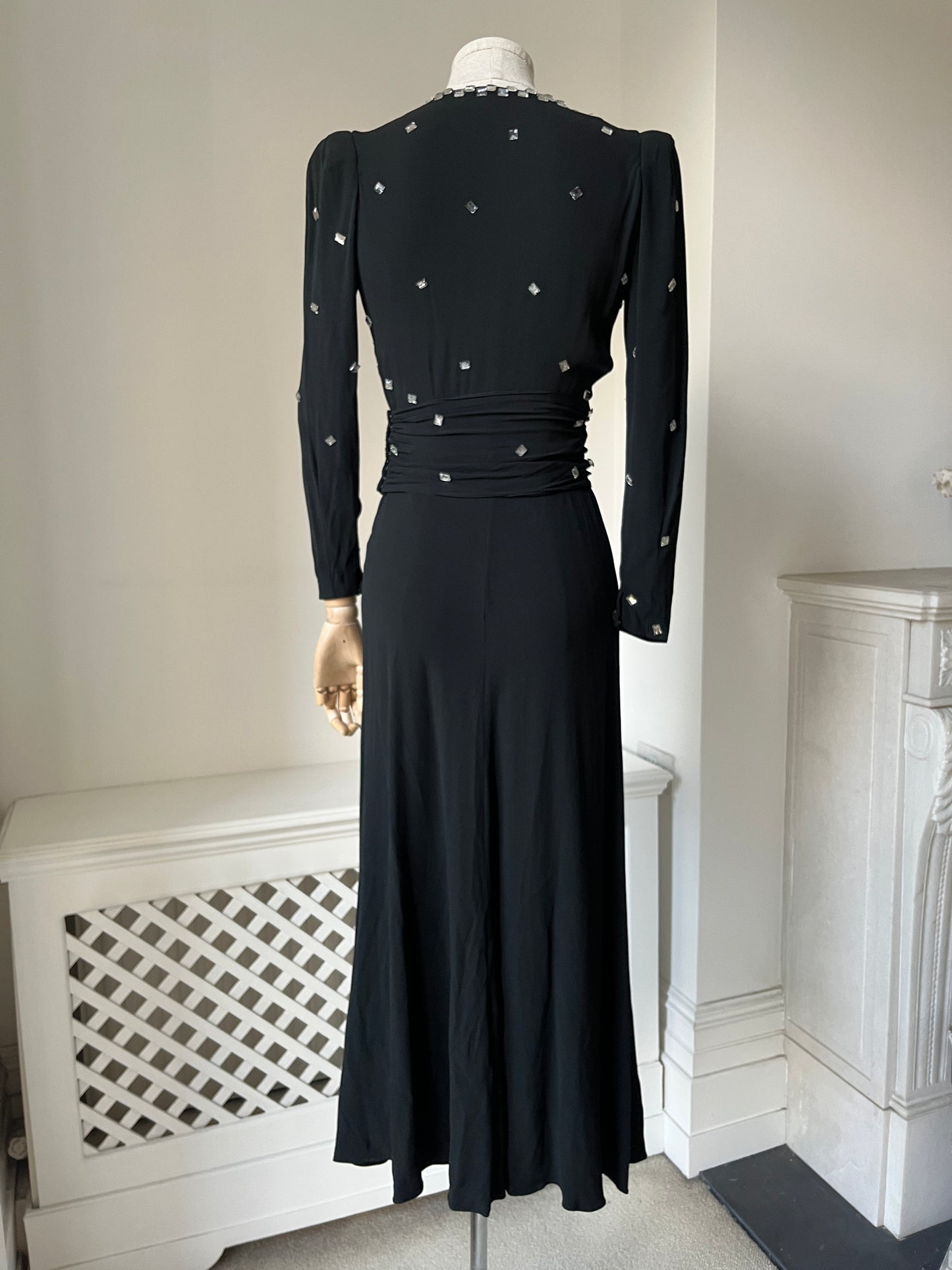 1940s 'Susan Small' Black Evening Dress with gems