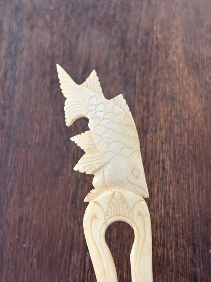 Vintage Carved Bone Hair Pin