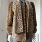1980s Faux Fur Leopard Coat with Attached Scarf