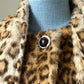 1980s Faux Fur Leopard Coat with Attached Scarf