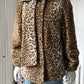1980s Faux Fur Leopard Coat with Attached Scarf