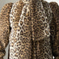 1980s Faux Fur Leopard Coat with Attached Scarf