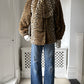 1980s Faux Fur Leopard Coat with Attached Scarf