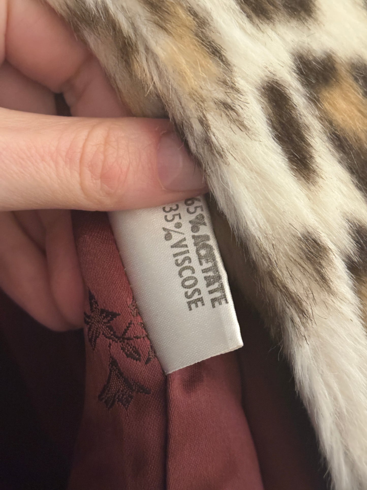 1980s Faux Fur Leopard Coat with Attached Scarf