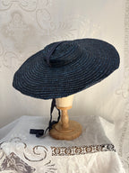 Reproduction 1940s Navy Blue Woven Tilt Hat