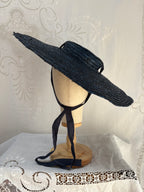 Reproduction 1940s Navy Blue Woven Tilt Hat