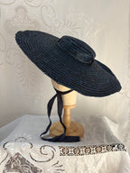 Reproduction 1940s Navy Blue Woven Tilt Hat