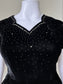 1950s 'Gloria Swanson' Black Velvet Evening Dress with Sparkles