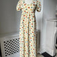 1970s Pale Yellow Ditsy Babydoll Dress