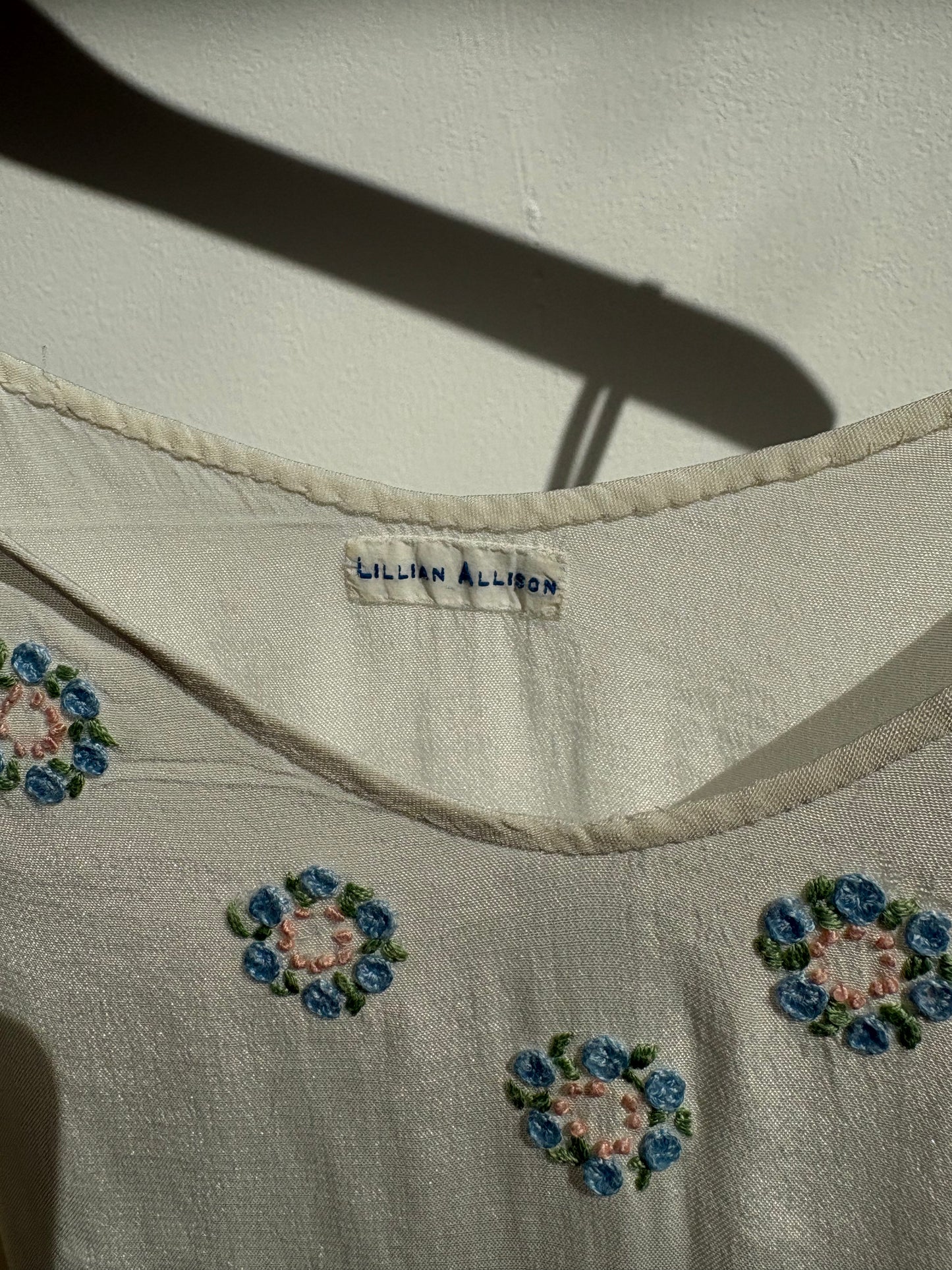 1930s Rayon Crepe Embroidered Slip